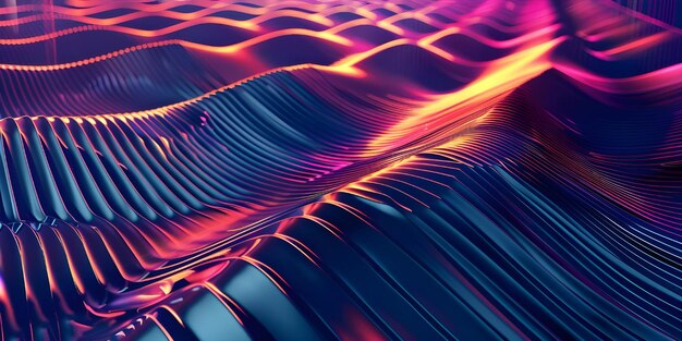 アブストラクト背景の3Dイラスト - ダイナミックな波線粒子