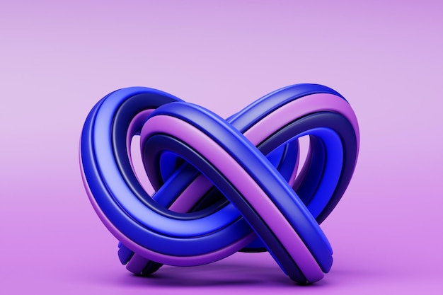 3d illustration abstract colorful volumetric figure on purple isolated background