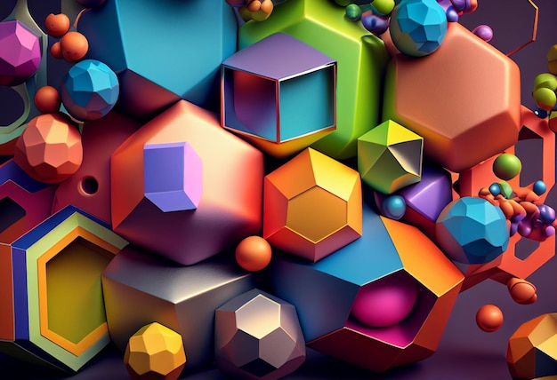 3d illustration of abstract geometric composition with polygonal shapes generative ai