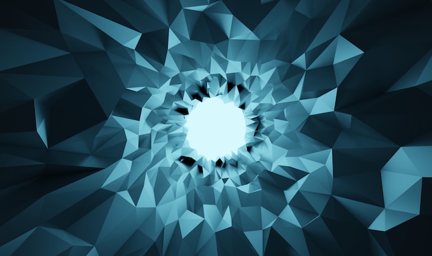 3d illustration abstract low poly crystal cave background 