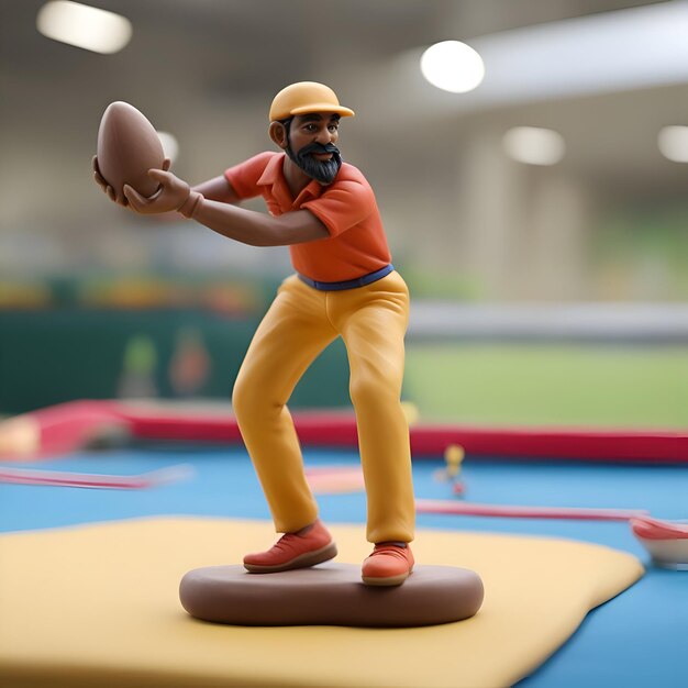 3d illustration of an african american man playing american football