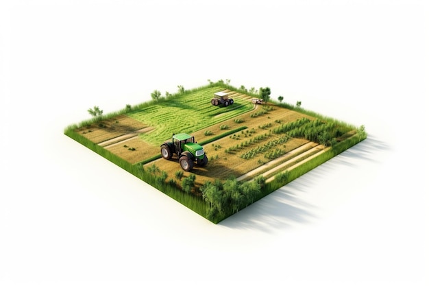 3d illustration agriculture field isolated in white background