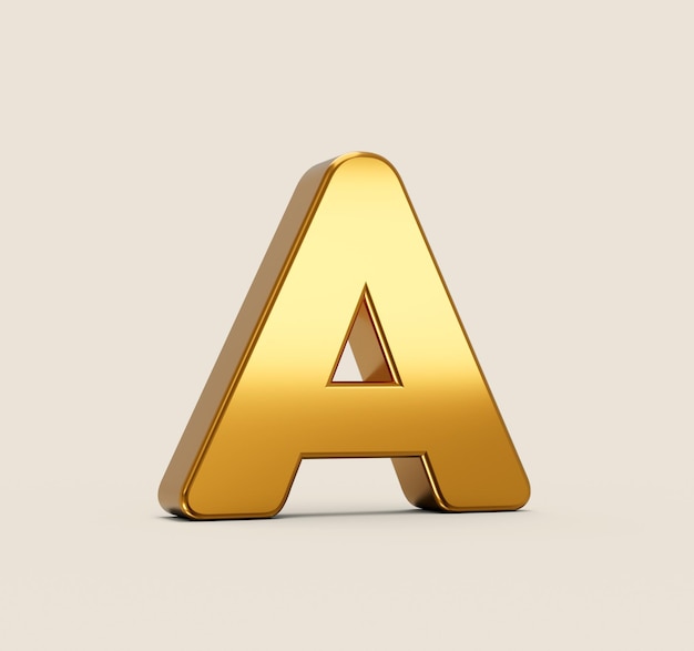 3d illustration of A alphabet on beige background with shadow