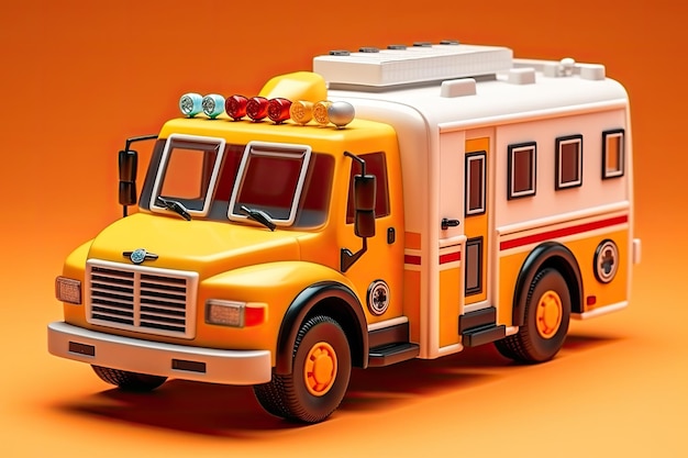 3d illustration ambulance on yellow color isolated