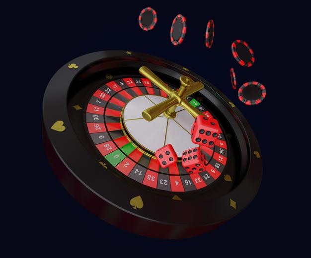 3D illustration for american roulette, casino games for fun, money and luck, dice, casino chips