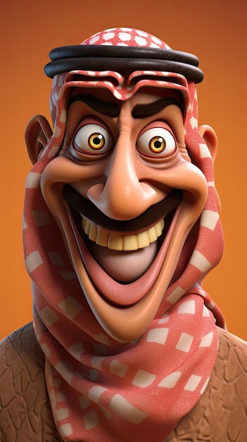 3d illustration of ancient arab warrior cartoon funny character ai generated