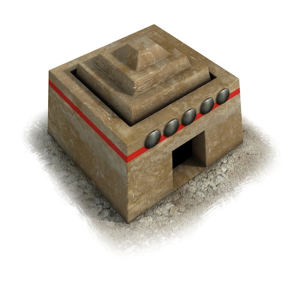 3D illustration of ancient house