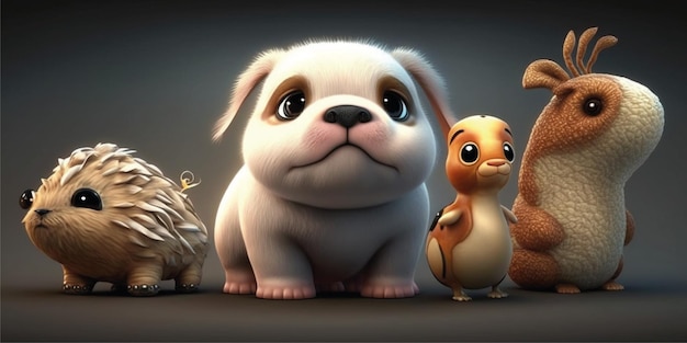 3d illustration of a animal cute cartoon