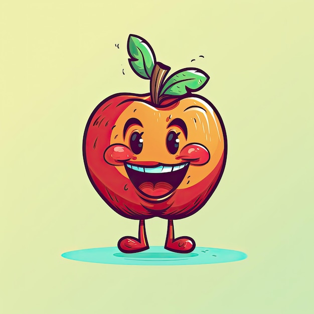 3D Illustration of apple character that is drawn in cartoon style AI Generated