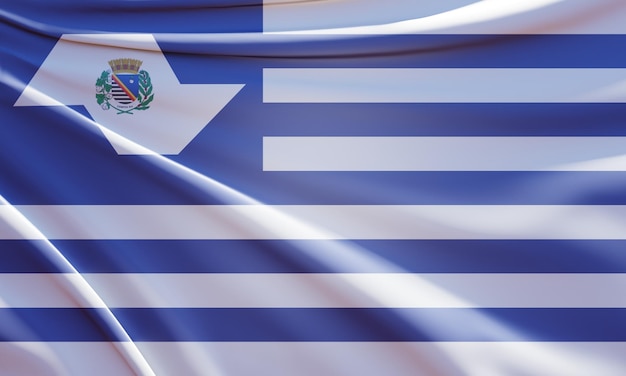 3d illustration of araçatuba flag on wavy fabric