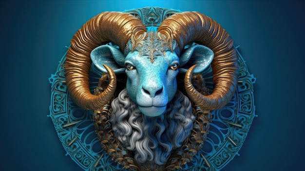 3d illustration of the aries zodiac sign