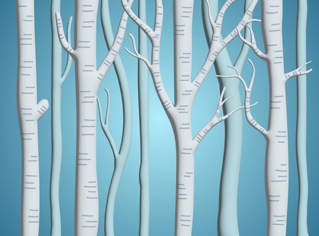 3d illustration of Aspen Trees with Blue Background