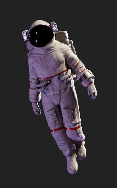 Photo 3d illustration astronaut pose against isolated on black background with clipping path.