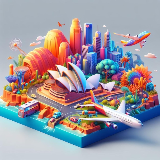 3D illustration of Australia