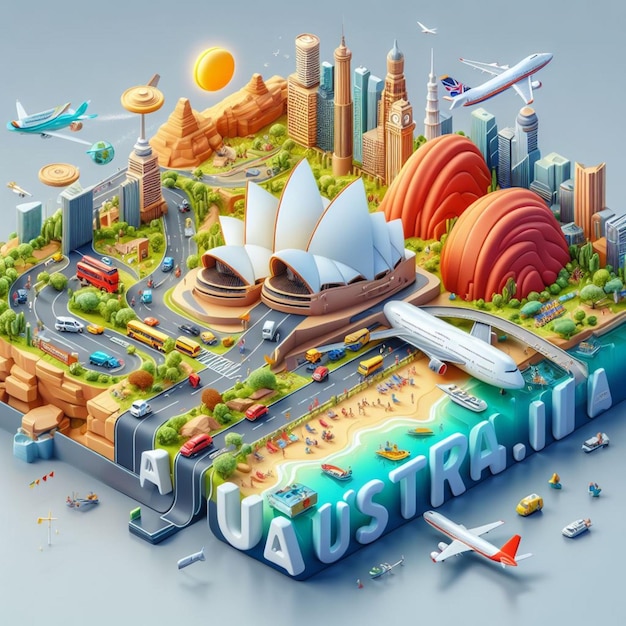 3D illustration of Australia