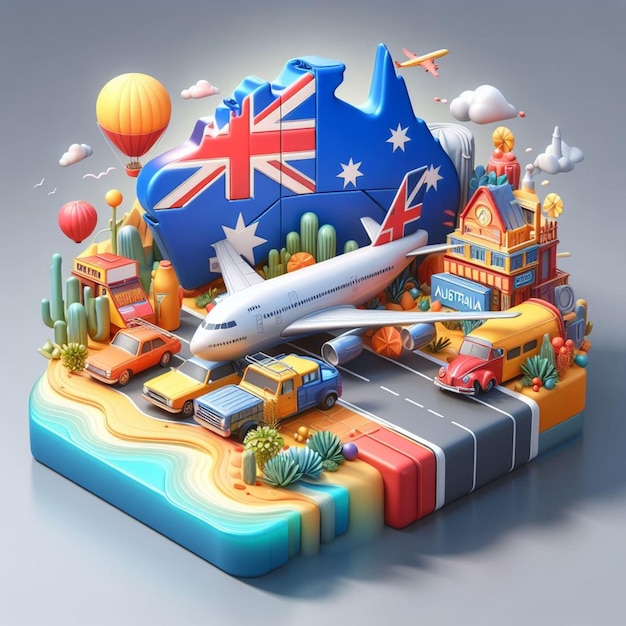 3D illustration of Australia