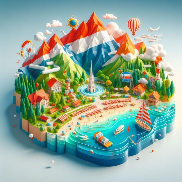 3D illustration of Austria