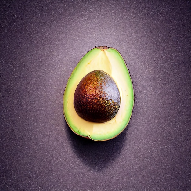 3d illustration of avocado fruit on plain background realistic texture and shading studio lighting