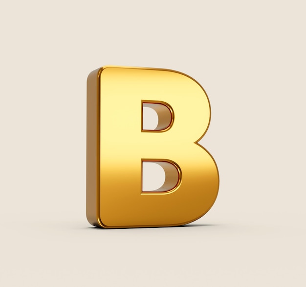 3d illustration of B alphabet on beige background with shadow
