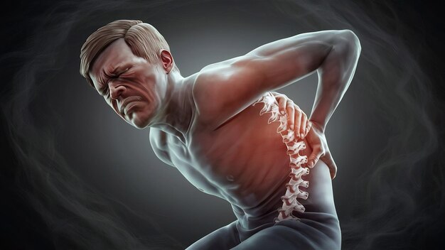 3d illustration of back male joint pain