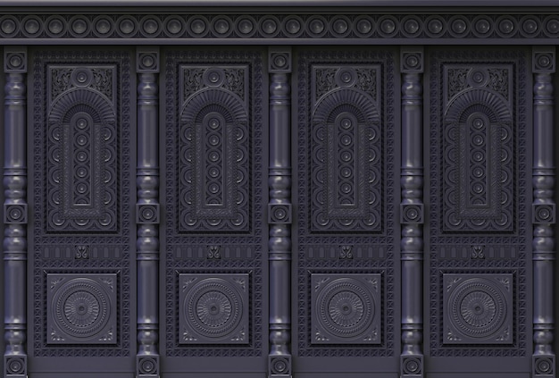 3d иллюстрация фона резная восточная деревянная стеновая панель кабинета индийский или арабский интерьер