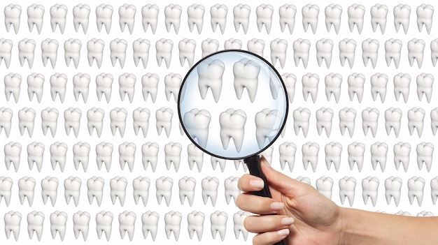 3D illustration background made of many human teeth