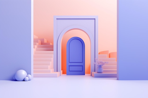 3d illustration background portal archway