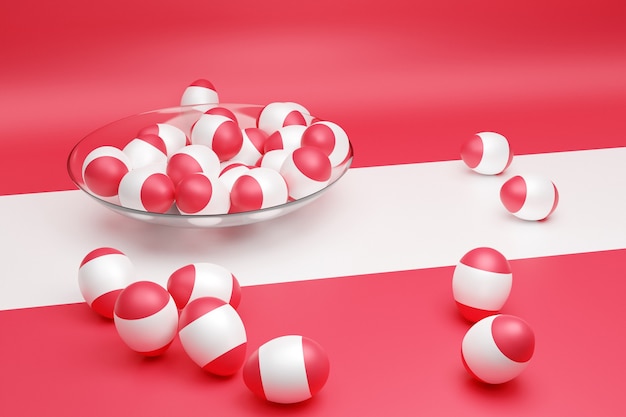 3d illustration of balls with the image of the national flag of the Austria