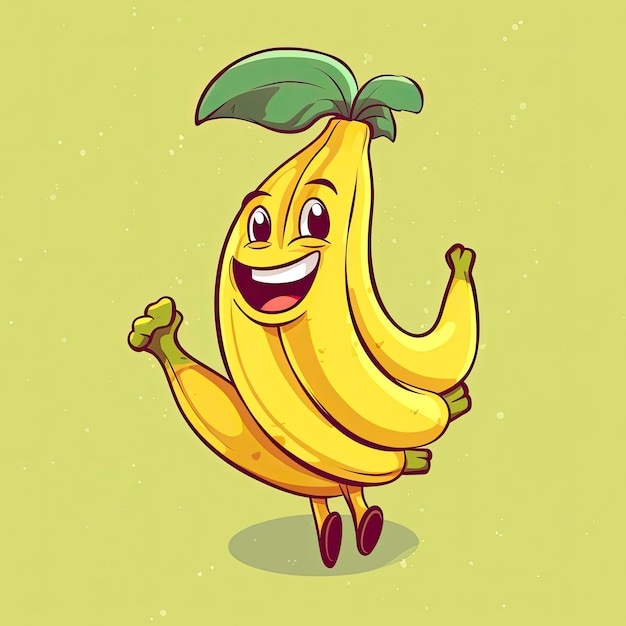 3D Illustration of banana character that is drawn in cartoon style AI Generated