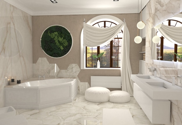 3D illustration of Bathroom interior