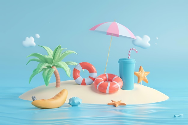 ビーチの3Dイラスト