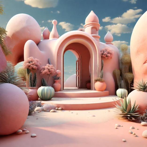 3D illustration beautiful fantasy landscape art background digital art computer digital art