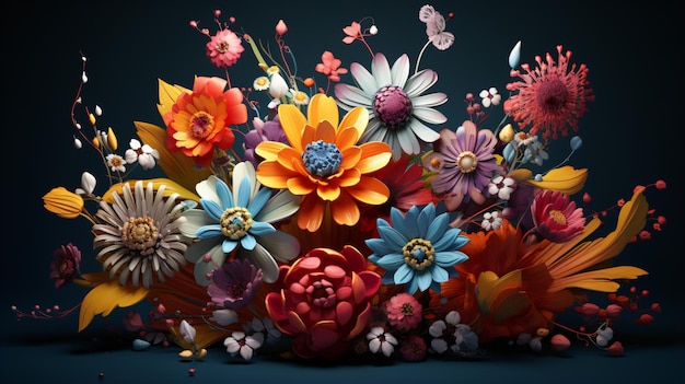 3d illustration of beautiful flowers