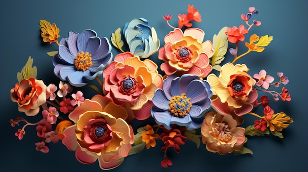 3d illustration of beautiful flowers