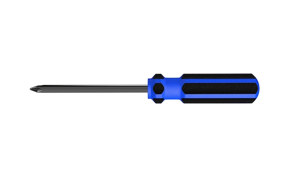 3d illustration A beautiful view of blue screwdriver on a white blackground