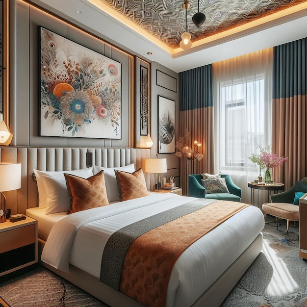 3D illustration bedroom Interior of a classic style