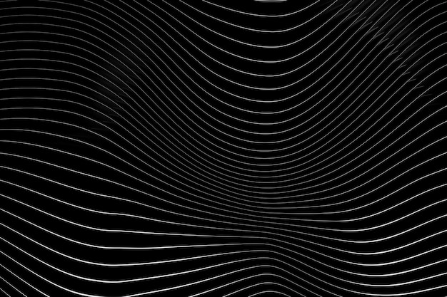 3d illustration of a black abstract gradient background with lines. PRint from the waves. Modern graphic texture. Geometric pattern.