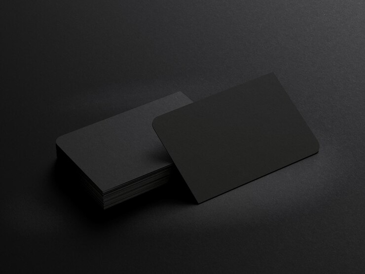Photo 3d illustration black business card on black background