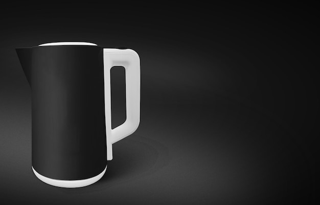 3D illustration Black electric kettle isolated on black backgro