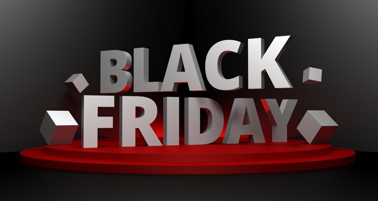 Photo 3d illustration of black friday sale background.