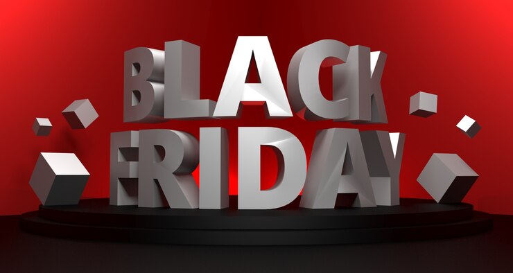 Photo 3d illustration of black friday sale background.
