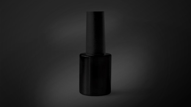 3D illustration Black nail polish bottle isolated on black back