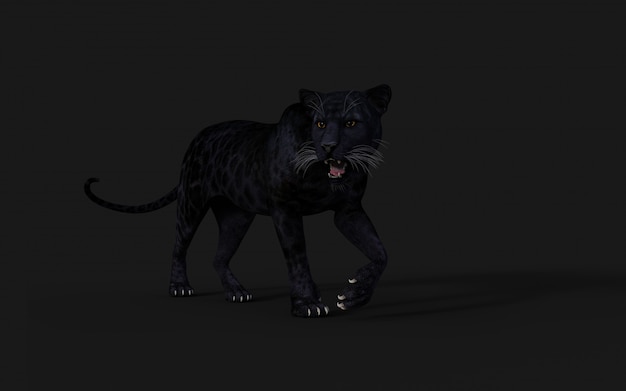 Фото 3d иллюстрация черная пантера изолят на черном