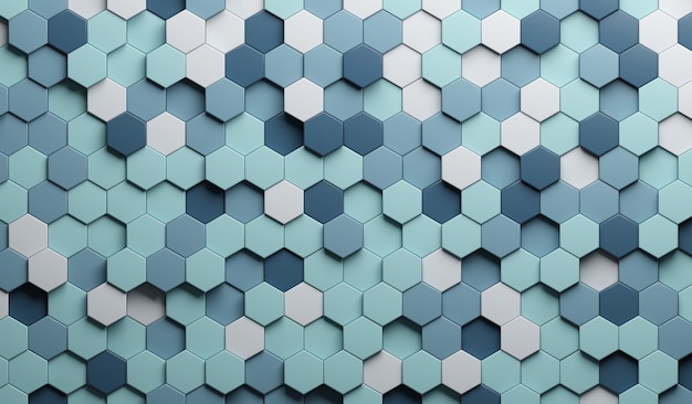 3D illustration Blue Abstract. Embossed Hexagon, honeycomb shadow