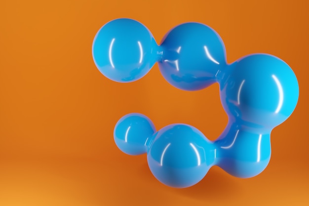 3D illustration blue caterpillar like shape of circles