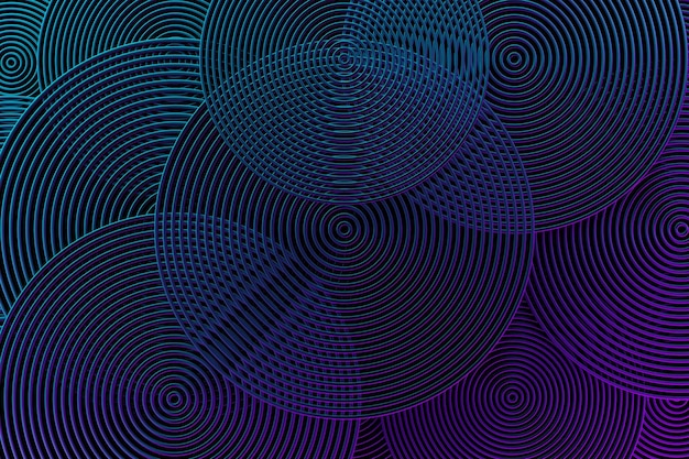 3d illustration of blue  circles .Set of shapes on monocrome background, pattern. Geometry  background