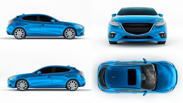 Фото 3d иллюстрация автомобиль blue city для вашего творческого дизайна 3d рендеринг