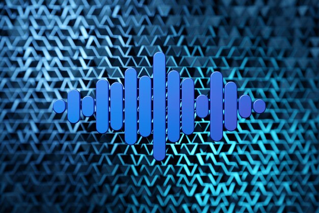 3d иллюстрация синих светящихся цветовых линий Музыкальные линейные эквалайзеры на синем изолированном фоне