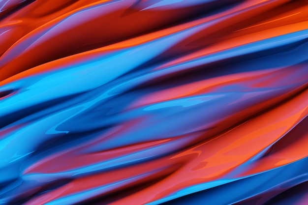 3D illustration  blue and red  background of flowing fabric,smooth and soft. Technology geometry background