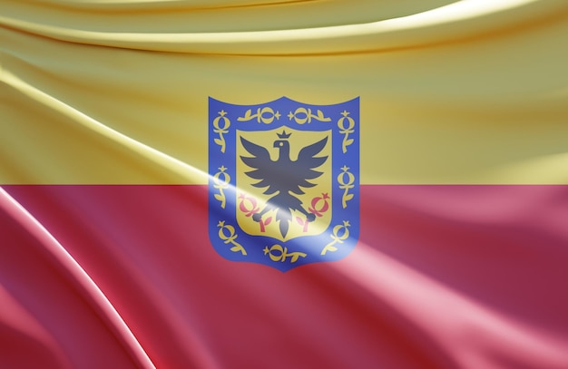 3d illustration of bogota flag on wavy fabric